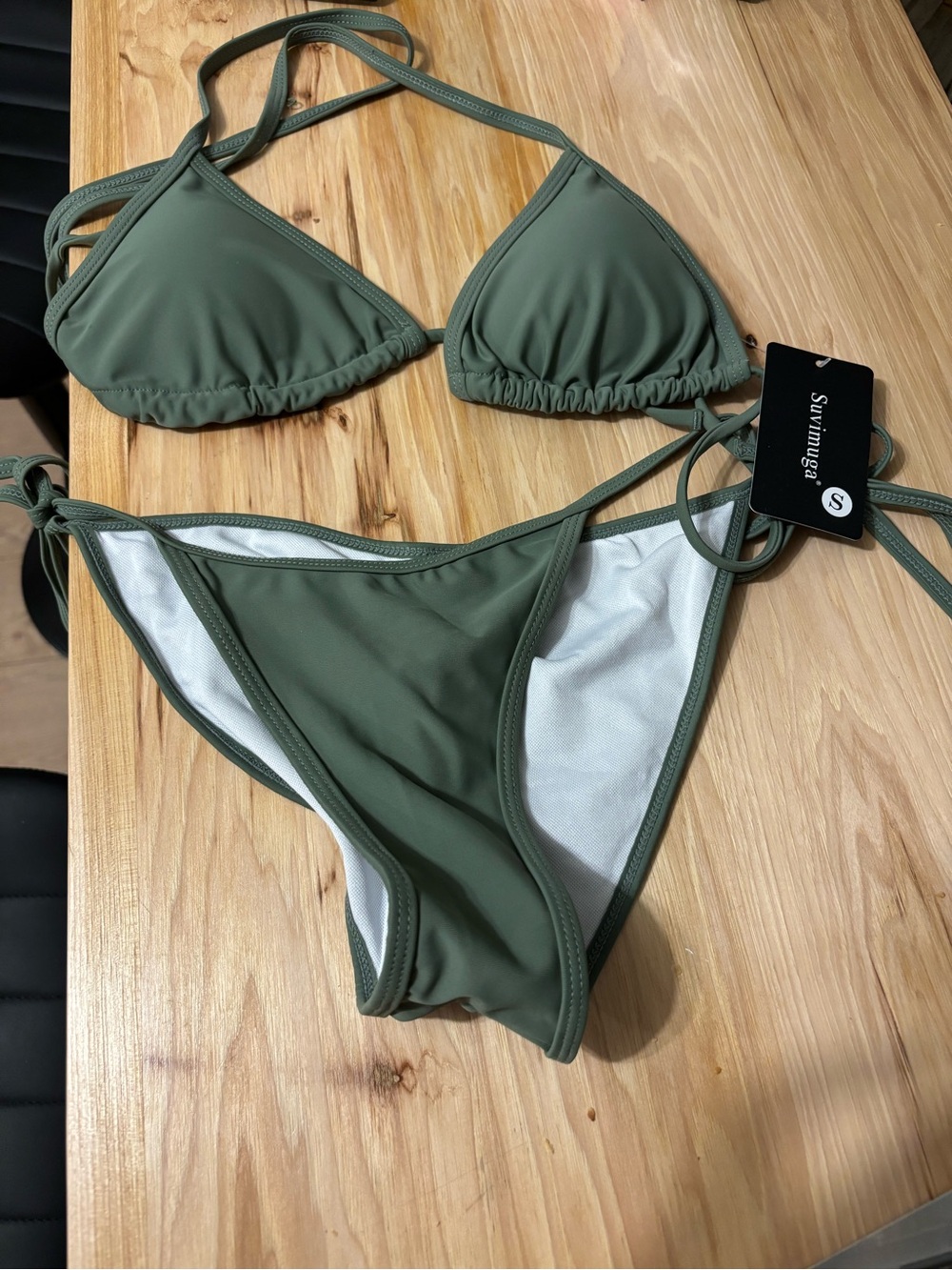 Olive Green Triangle String Bikini -